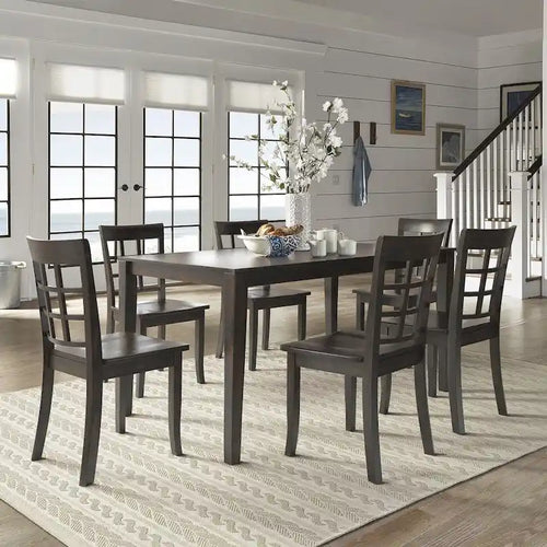 Set da pranzo rettangolare nero anticato da 60 pollici - Stile rustico