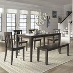Set da pranzo rettangolare nero anticato da 60 pollici - Stile rustico