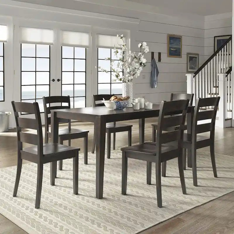 Set da pranzo rettangolare nero anticato da 60 pollici - Stile rustico