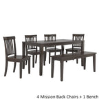 Set da pranzo rettangolare nero anticato da 60 pollici - Stile rustico