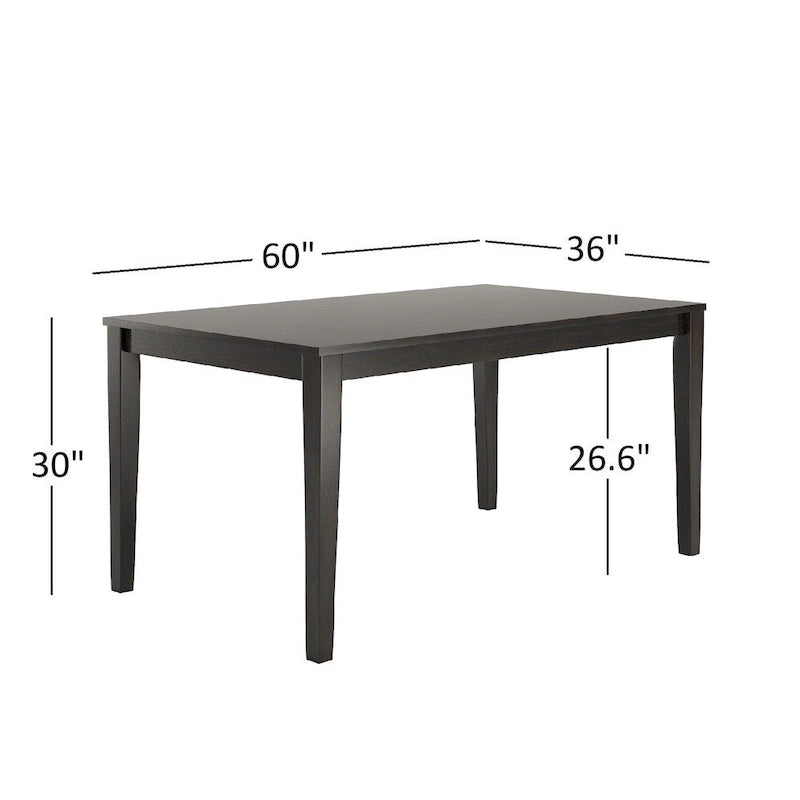Set da pranzo rettangolare nero anticato da 60 pollici - Stile rustico