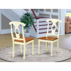  Kenley Kitchen Dining Chairs - Napoleon Back Wood Seat Chairs, Set of 2, Buttermilk & Cherry - KEC-WHI-W