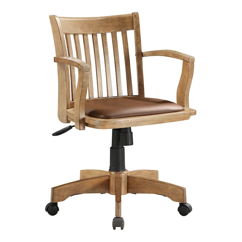Sedia da banchiere Wilbur Vintage imbottita in legno