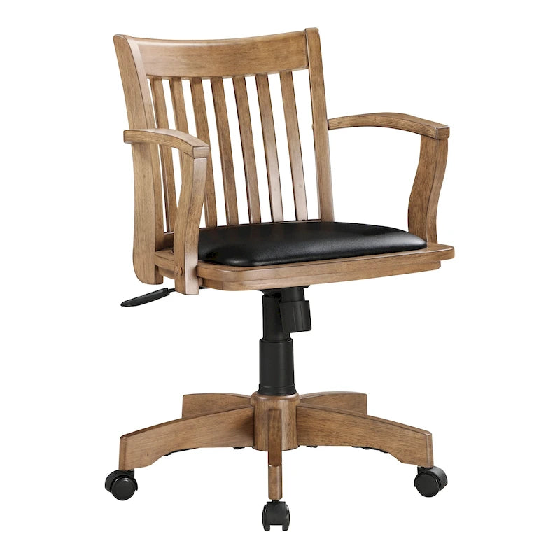 Sedia da banchiere Wilbur Vintage imbottita in legno