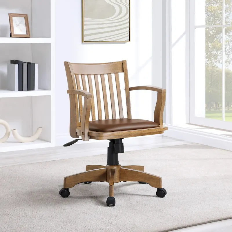  Wilbur Vintage Padded Wood Banker's Chair