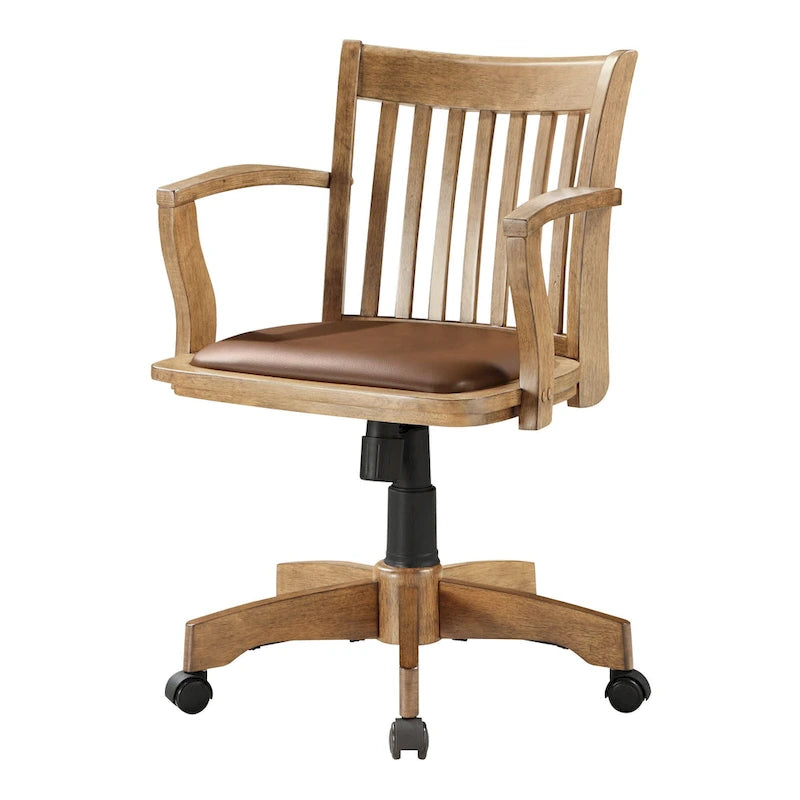 Sedia da banchiere Wilbur Vintage imbottita in legno