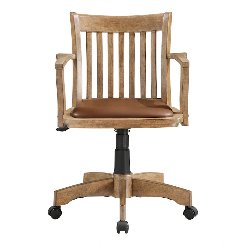 Sedia da banchiere Wilbur Vintage imbottita in legno