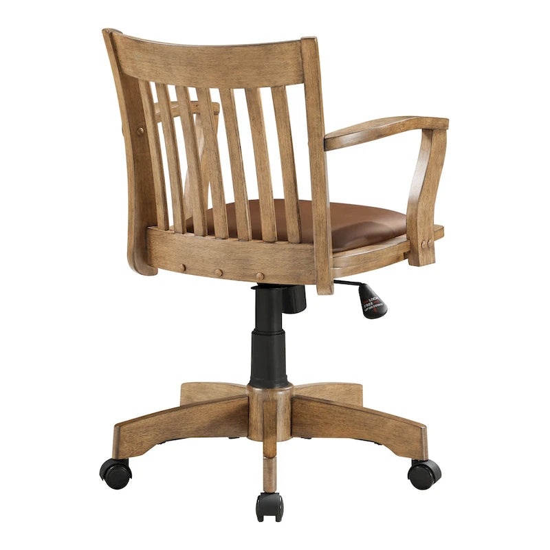 Sedia da banchiere Wilbur Vintage imbottita in legno