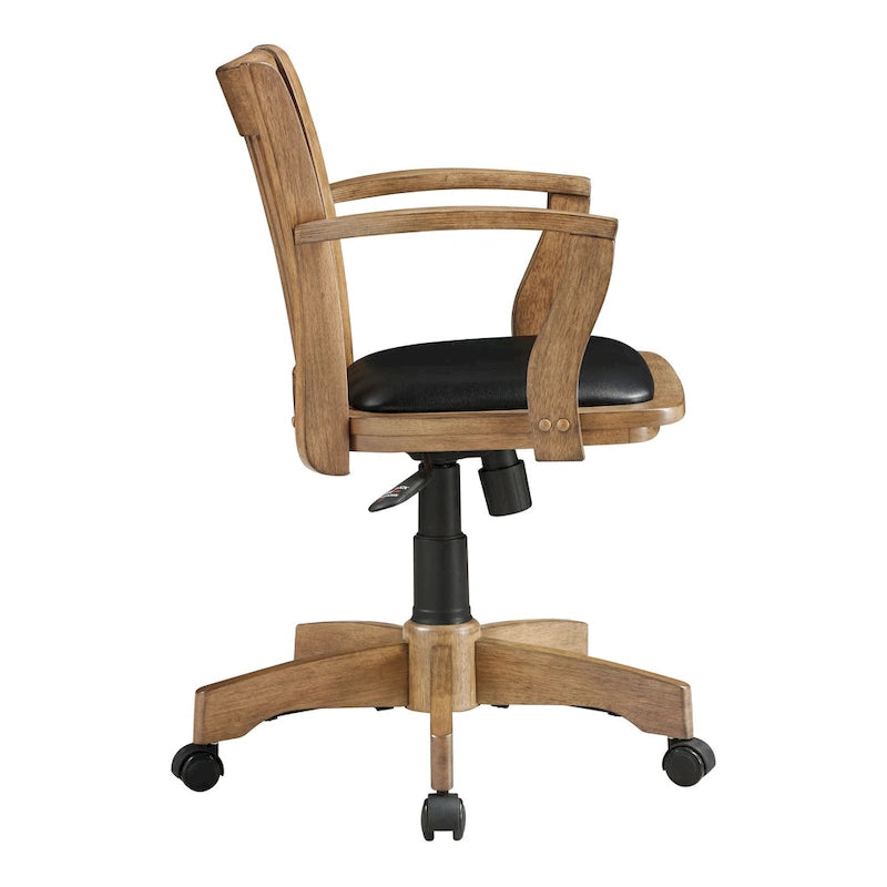 Sedia da banchiere Wilbur Vintage imbottita in legno
