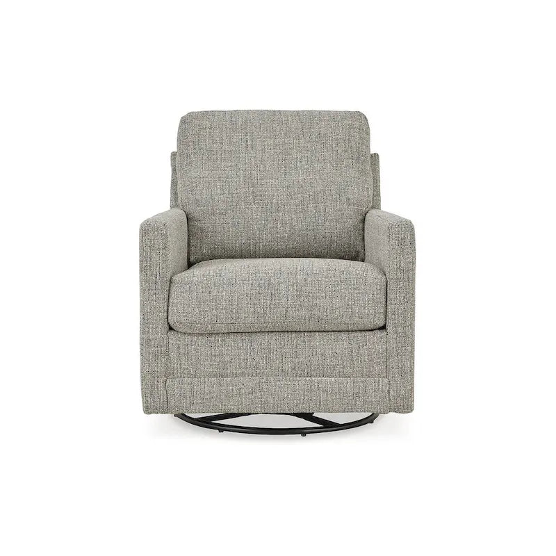 Poltrona girevole a dondolo grigia con braccioli dritti - 76 cm L x 94 cm P x 94 cm A