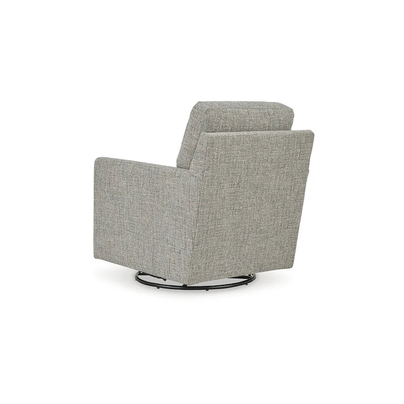 Poltrona girevole a dondolo grigia con braccioli dritti - 76 cm L x 94 cm P x 94 cm A