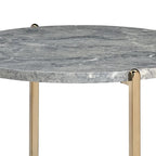 Tavolino con Piano Ovale in Marmo e Supporto a X - Grigio e Oro - 66 L x 66 P x 60 H cm