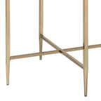 Tavolino con Piano Ovale in Marmo e Supporto a X - Grigio e Oro - 66 L x 66 P x 60 H cm