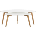 Tavolino Doppio Contemporaneo - Bianco e Legno Naturale, 120 cm L x 60 cm P x 45 cm A