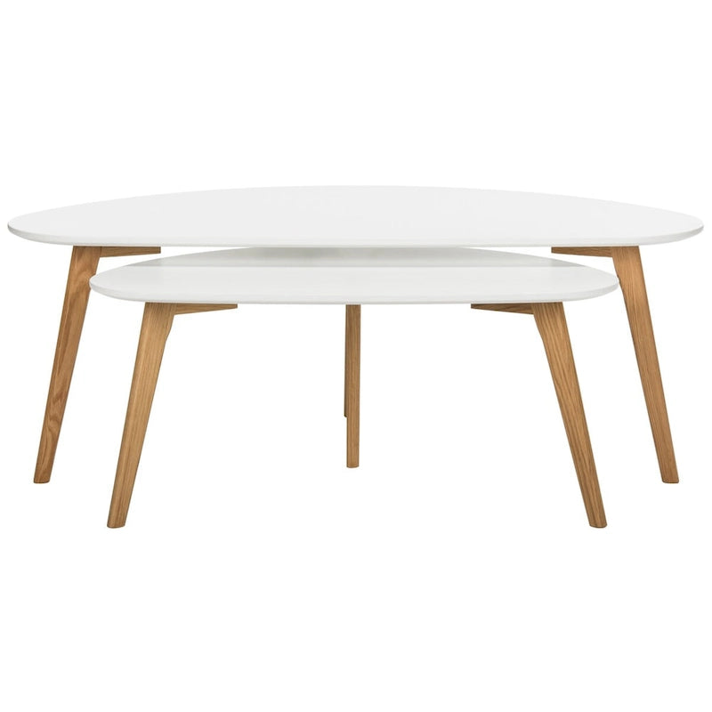 Tavolino Doppio Contemporaneo - Bianco e Legno Naturale, 120 cm L x 60 cm P x 45 cm A