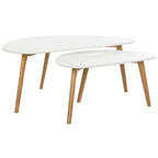 Tavolino Doppio Contemporaneo - Bianco e Legno Naturale, 120 cm L x 60 cm P x 45 cm A