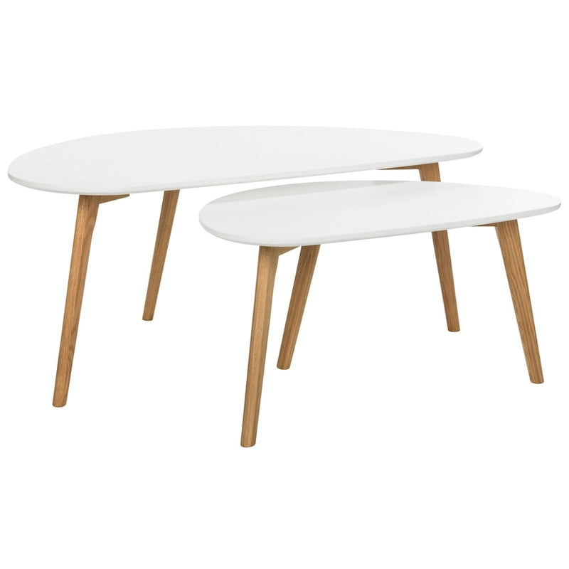 Tavolino Doppio Contemporaneo - Bianco e Legno Naturale, 120 cm L x 60 cm P x 45 cm A