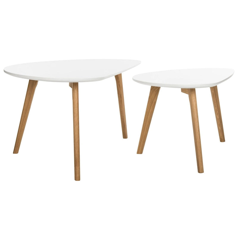 Tavolino Doppio Contemporaneo - Bianco e Legno Naturale, 120 cm L x 60 cm P x 45 cm A