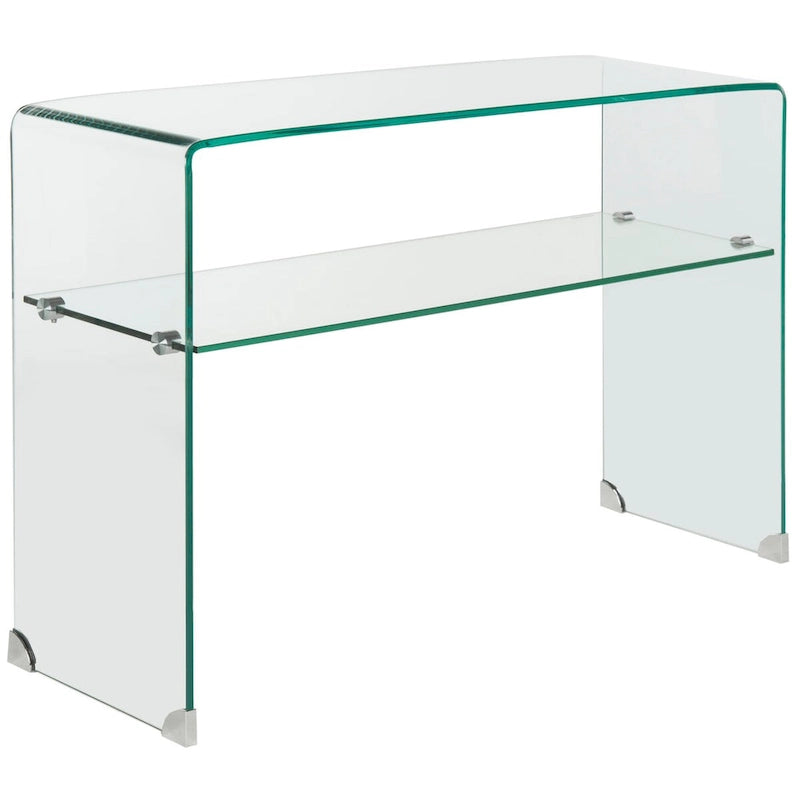 Tavolino consolle in vetro temperato trasparente - 110 cm L x 35 cm P x 75 cm A