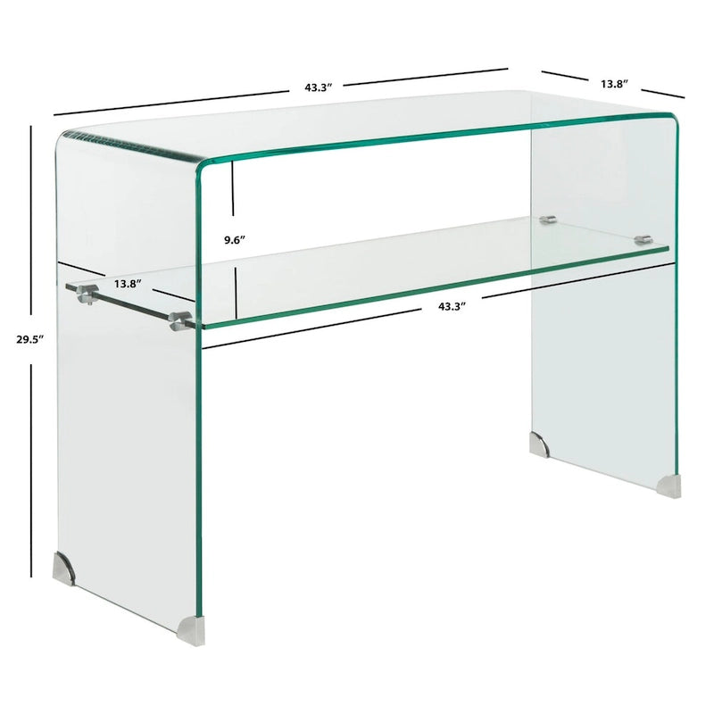 Tavolino consolle in vetro temperato trasparente - 110 cm L x 35 cm P x 75 cm A