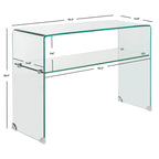 Tavolino consolle in vetro temperato trasparente - 110 cm L x 35 cm P x 75 cm A