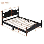 Struttura Letto a Piattaforma in Legno Retrò con Supporto a Doghe in Legno
