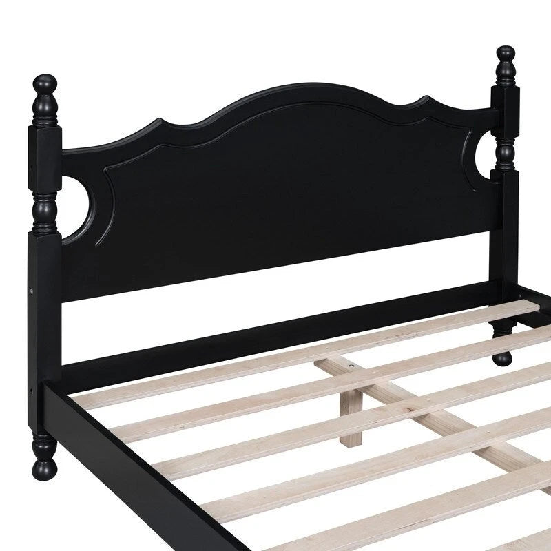 Struttura Letto a Piattaforma in Legno Retrò con Supporto a Doghe in Legno