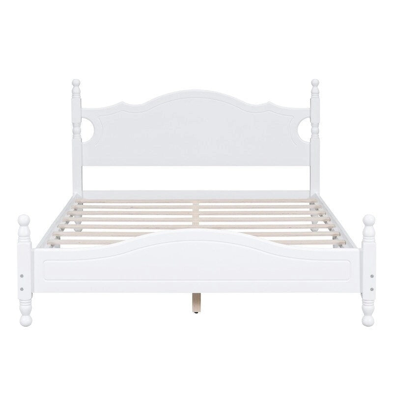 Struttura Letto a Piattaforma in Legno Retrò con Supporto a Doghe in Legno