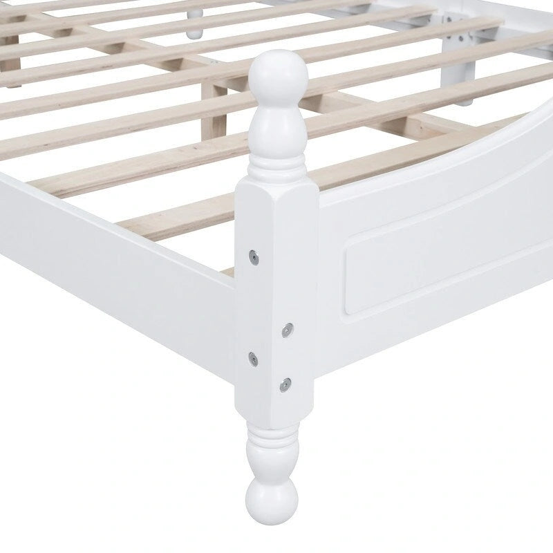 Struttura Letto a Piattaforma in Legno Retrò con Supporto a Doghe in Legno