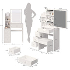 Set Scrivania Toeletta da Trucco con Specchio Scorrevole e Sgabello Imbottito
