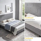 Struttura letto imbottita con piattaforma Queen Size, supporto a doghe in legno