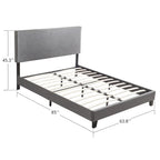 Struttura letto imbottita con piattaforma Queen Size, supporto a doghe in legno
