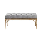 Metal Bench with Velvet Seat - Gray, Black or White - 