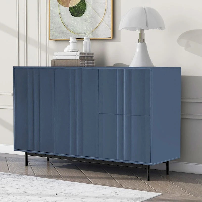 Credenza con motivo a onde, 2 ante e 2 cassetti, regolabile, adatta per studio, ingresso e soggiorno