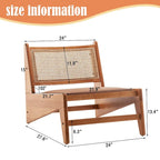 Sedie in Rattan, Sedia a Sdraio Moderna di Metà Secolo senza Braccioli, Sedia da Soggiorno, Sedia Boho con Struttura in Legno