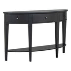 Tavolo Consolle Moderno Curvo, Tavolino da Divano, 3 cassetti, 1 ripiano, Nero
