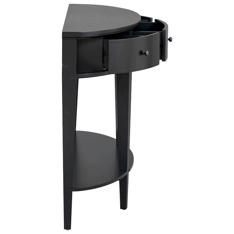 Tavolo Consolle Moderno Curvo, Tavolino da Divano, 3 cassetti, 1 ripiano, Nero