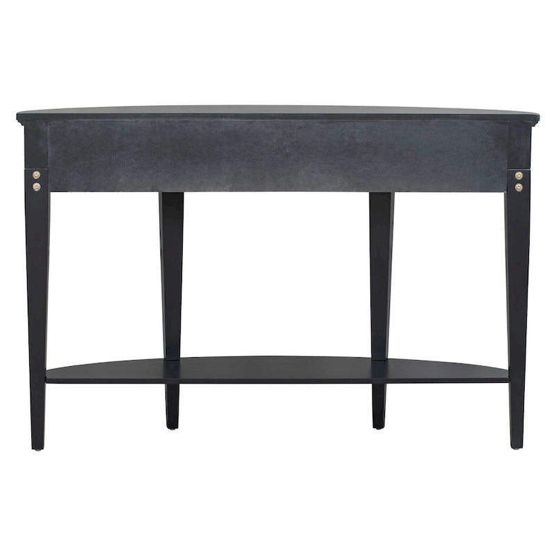 Tavolo Consolle Moderno Curvo, Tavolino da Divano, 3 cassetti, 1 ripiano, Nero