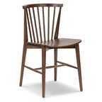 Sedia da pranzo Mid-Century con schienale a fusi e struttura in legno massello - Rovere, Noce o Nero