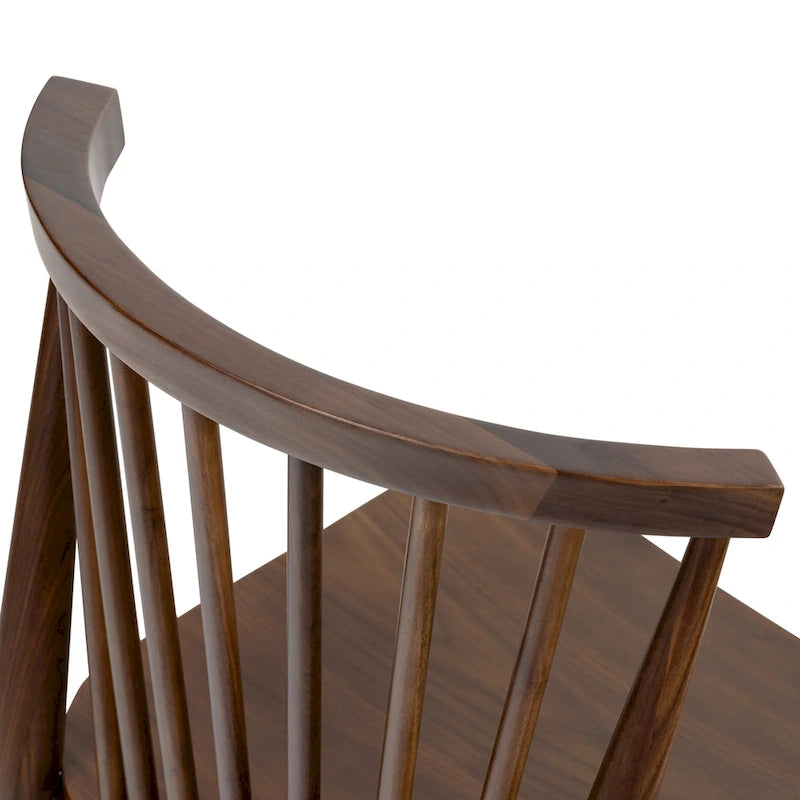 Sedia da pranzo Mid-Century con schienale a fusi e struttura in legno massello - Rovere, Noce o Nero