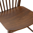 Sedia da pranzo Mid-Century con schienale a fusi e struttura in legno massello - Rovere, Noce o Nero