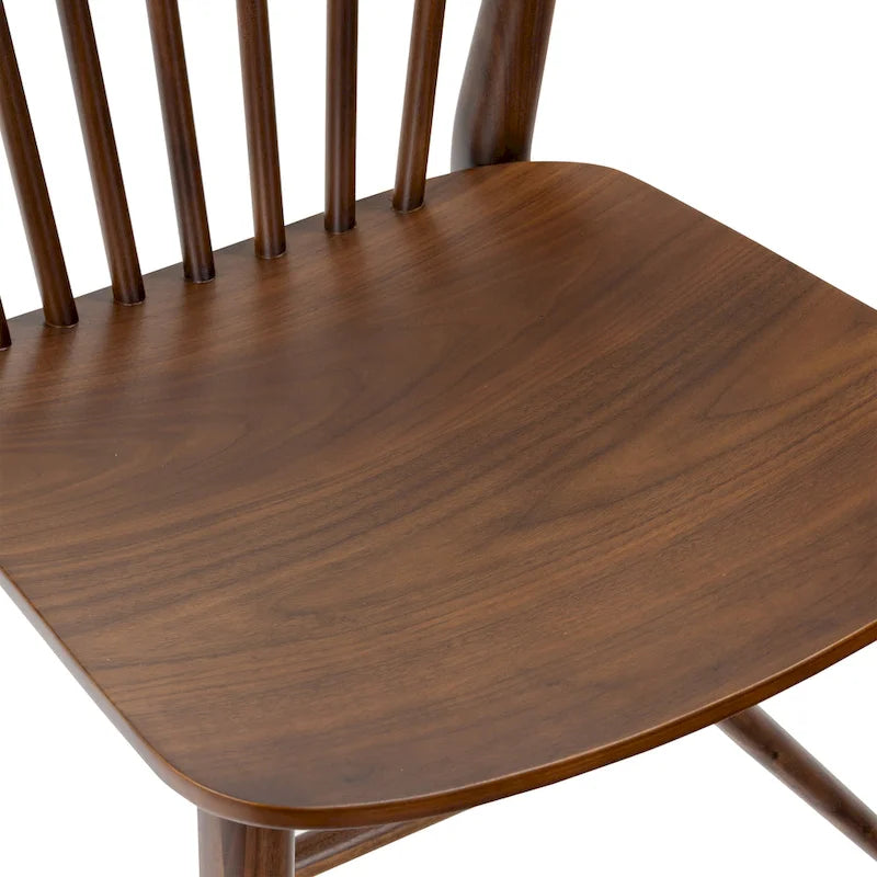 Sedia da pranzo Mid-Century con schienale a fusi e struttura in legno massello - Rovere, Noce o Nero