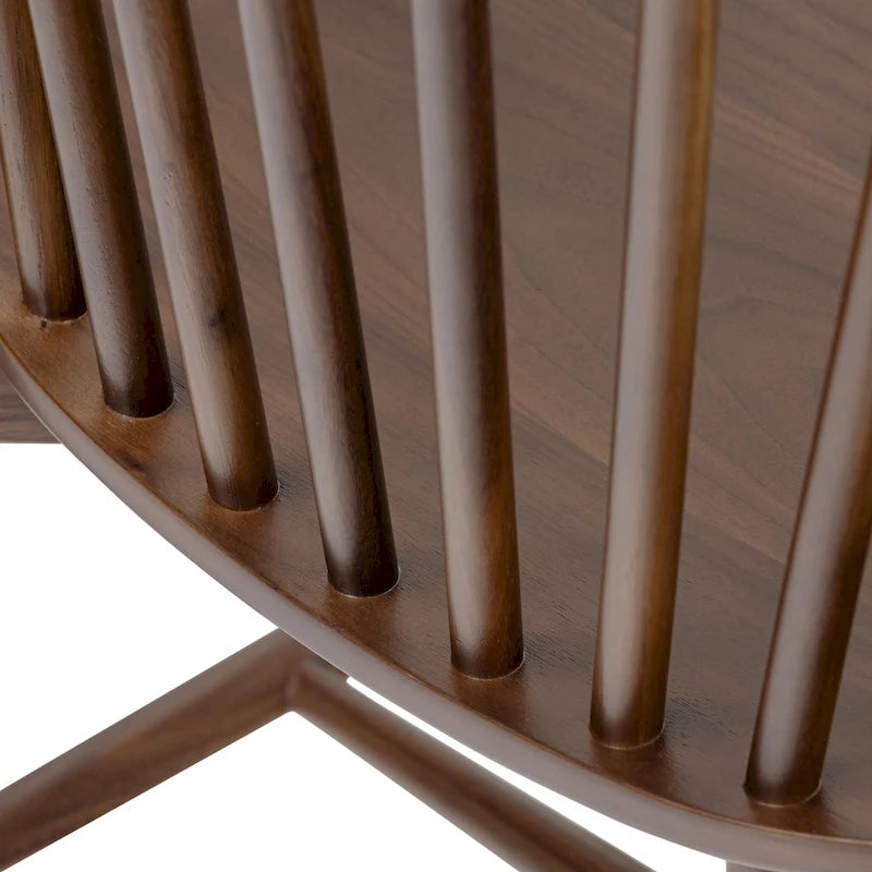 Sedia da pranzo Mid-Century con schienale a fusi e struttura in legno massello - Rovere, Noce o Nero