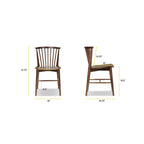 Sedia da pranzo Mid-Century con schienale a fusi e struttura in legno massello - Rovere, Noce o Nero