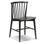 Sedia da pranzo Mid-Century con schienale a fusi e struttura in legno massello - Rovere, Noce o Nero