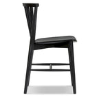 Sedia da pranzo Mid-Century con schienale a fusi e struttura in legno massello - Rovere, Noce o Nero