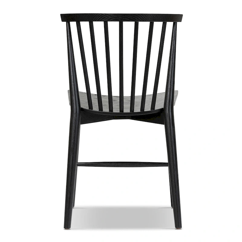 Sedia da pranzo Mid-Century con schienale a fusi e struttura in legno massello - Rovere, Noce o Nero