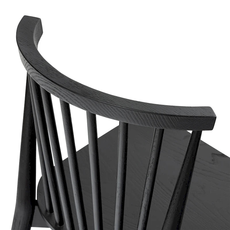 Sedia da pranzo Mid-Century con schienale a fusi e struttura in legno massello - Rovere, Noce o Nero