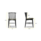 Sedia da pranzo Mid-Century con schienale a fusi e struttura in legno massello - Rovere, Noce o Nero