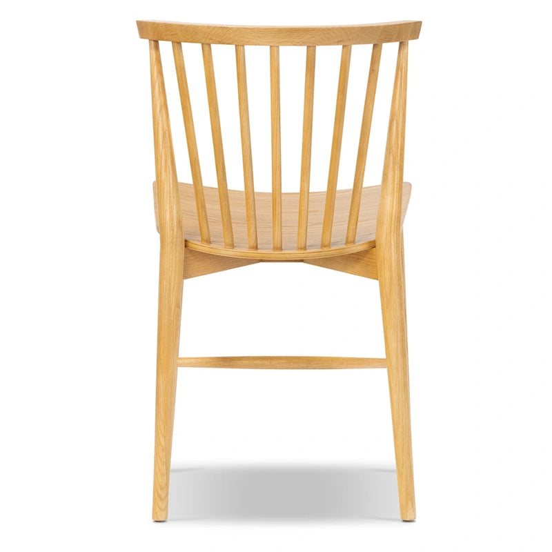 Sedia da pranzo Mid-Century con schienale a fusi e struttura in legno massello - Rovere, Noce o Nero
